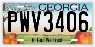GA license plate PWV3406