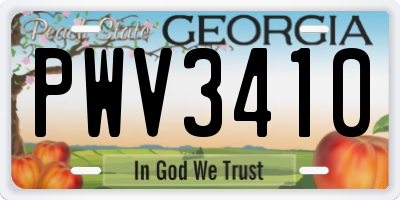 GA license plate PWV3410