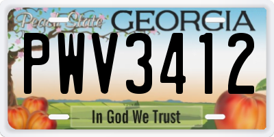 GA license plate PWV3412