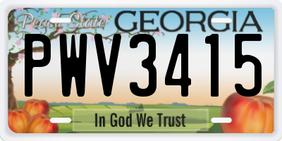 GA license plate PWV3415