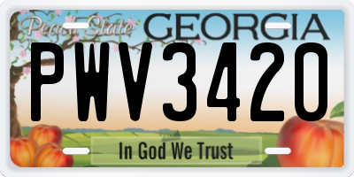 GA license plate PWV3420