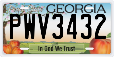 GA license plate PWV3432