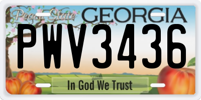 GA license plate PWV3436