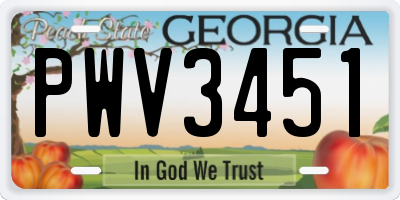 GA license plate PWV3451