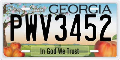 GA license plate PWV3452