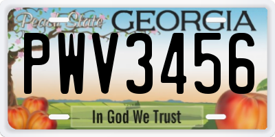 GA license plate PWV3456
