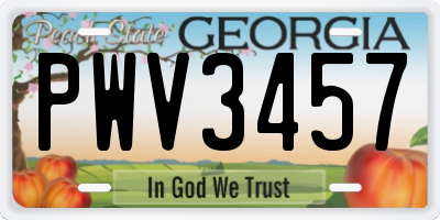 GA license plate PWV3457