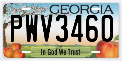 GA license plate PWV3460