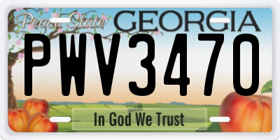 GA license plate PWV3470