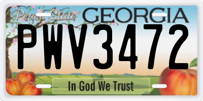 GA license plate PWV3472