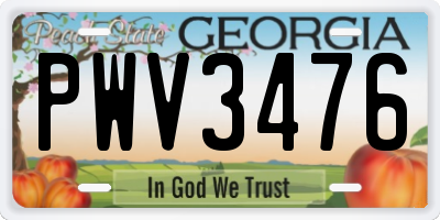 GA license plate PWV3476