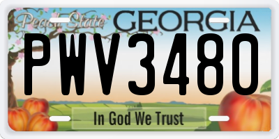 GA license plate PWV3480