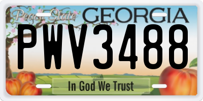 GA license plate PWV3488