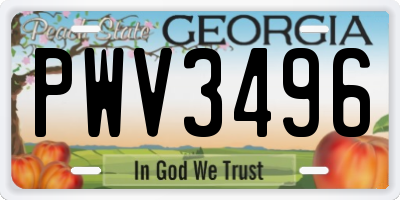 GA license plate PWV3496