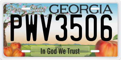 GA license plate PWV3506