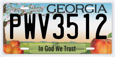 GA license plate PWV3512