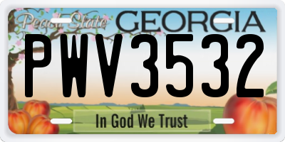 GA license plate PWV3532