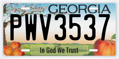 GA license plate PWV3537