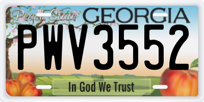GA license plate PWV3552