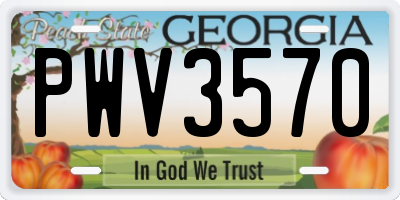 GA license plate PWV3570