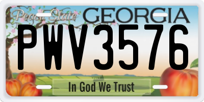 GA license plate PWV3576