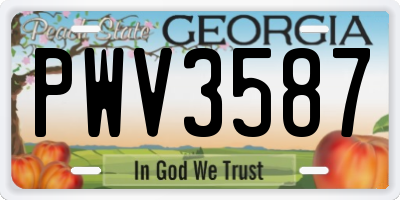 GA license plate PWV3587