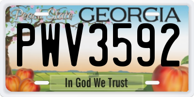 GA license plate PWV3592
