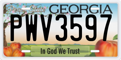 GA license plate PWV3597