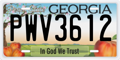 GA license plate PWV3612