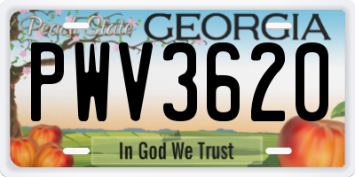 GA license plate PWV3620