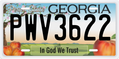 GA license plate PWV3622
