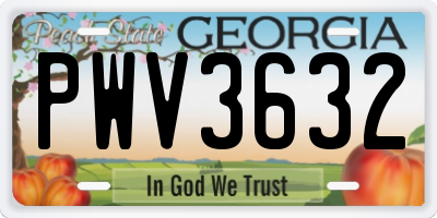 GA license plate PWV3632