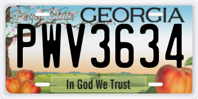 GA license plate PWV3634