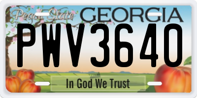 GA license plate PWV3640