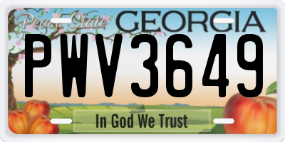 GA license plate PWV3649
