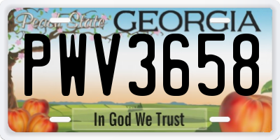 GA license plate PWV3658