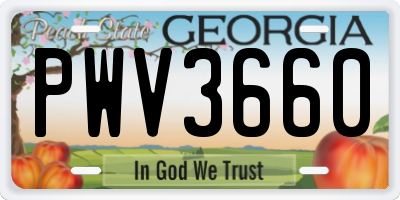 GA license plate PWV3660