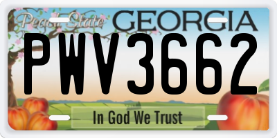 GA license plate PWV3662