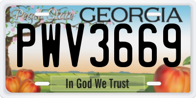 GA license plate PWV3669