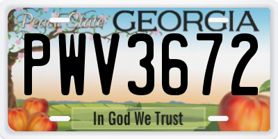 GA license plate PWV3672