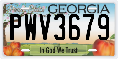 GA license plate PWV3679