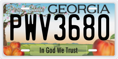 GA license plate PWV3680