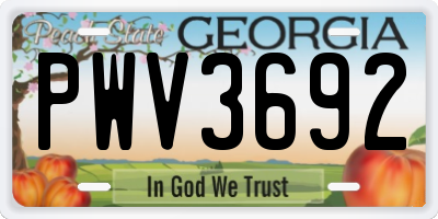 GA license plate PWV3692