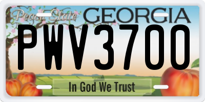 GA license plate PWV3700