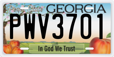 GA license plate PWV3701