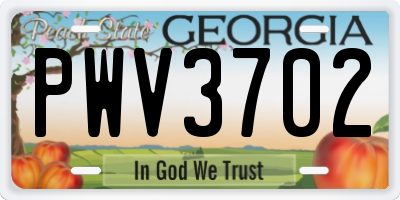 GA license plate PWV3702