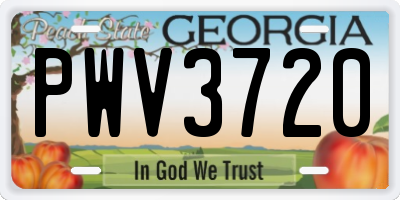 GA license plate PWV3720