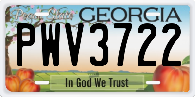 GA license plate PWV3722
