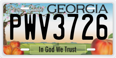 GA license plate PWV3726