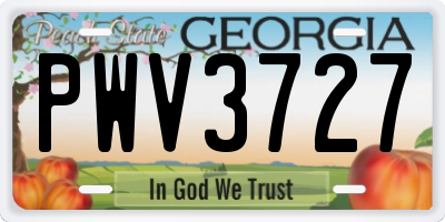 GA license plate PWV3727